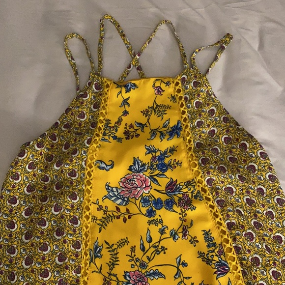 Yellow painting spaghetti strap dress summer - Picture 4 of 7
